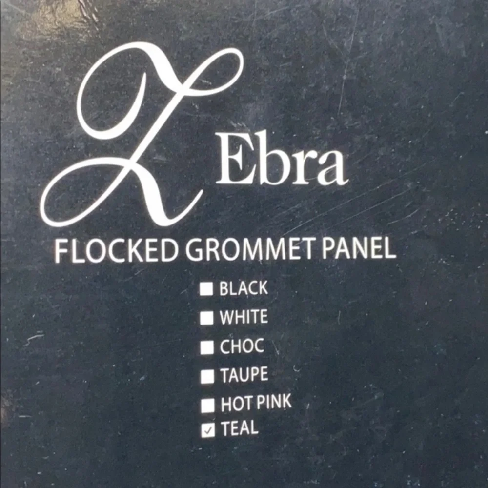 NWT One (1) Zebra Flocked Teal Grommet Top Curtain Fabric